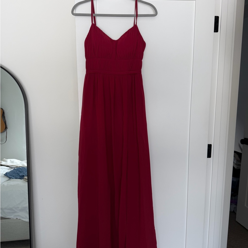 Azazie Burgundy Maxi Bridesmaid Dress